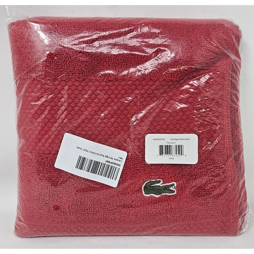 Lacoste Heritage 100% Supima Cotton Bath Hand Towel Formula 1 (Red) 16
